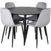 Venture Design Valgomojo komplektas Plaza apvalus valgomojo stalas ir Polar Diamond valgomojo kėdė 100x75 cm juodas aksomas