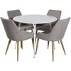 Venture Design Valgomojo komplektas Plaza apvalus stalas 100 cm baltas Plaza valgomojo kėdė 2 vnt. šviesiai pilka 100x100 cm balta