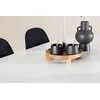 Venture Design Valgomojo komplektas Silar valgomojo stalas su Polar valgomojo kėdė 180x90 cm juoda ir balta mediena bei plienas