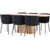 Venture Design Valgomojo komplektas Stjärnö stalas su 6 Edina kėdėmis 200x90 cm juodas