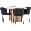 Venture Design Valgomojo komplektas Strada stalas su 4 Edina kėdėmis 120x170 cm balintos juodos medienos