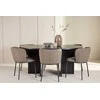 Venture Design Valgomojo komplektas Strada stalas su 6 Edina kėdėmis 120x170 cm juoda ruda mediena