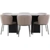 Venture Design Valgomojo komplektas Strada stalas su 6 Edina kėdėmis 120x170 cm juoda ruda mediena