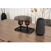 Venture Design Valgomojo komplektas Tempe valgomojo stalas ir Modesto valgomojo kėdė Juodasis graikinis riešutas, smėlio spalvos MDF, bouclé, metalas