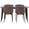 Venture Design Valgomojo komplektas Tempe valgomojo stalas ir Modesto valgomojo kėdė Juodasis graikinis riešutas, smėlio spalvos MDF, bouclé, metalas