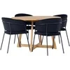 Venture Design Valgomojo komplektas Yakidon Selma Juodas aksomas Guminė mediena Ąžuolo imitacijos MDF Plienas Valgomojo baldai