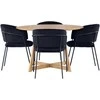 Venture Design Valgomojo komplektas Yakidon Selma Juodas aksomas Guminė mediena Ąžuolo imitacijos MDF Plienas Valgomojo baldai