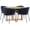 Venture Design Valgomojo komplektas Yakidon Selma Juodas aksomas Guminė mediena Ąžuolo imitacijos MDF Plienas Valgomojo baldai