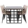 Venture Design Valgomojo komplektas Ystad valgomojo stalas ir Polar valgomojo kėdės 220x100 cm juoda smėlio spalvos