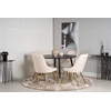 Venture Design Valgomojo stalas, Dipp, 115 cm, Juodas / Valgomasis kėdė, Velvet Deluxe, 66x88.5x50 cm, Bėžinė