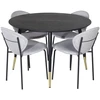 Venture Design Valgomojo stalas, Dipp, ⌀115 cm, Juodas / Valgomasis kėdė, Vault, 61.5x80x46 cm, Pilka