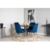 Venture Design Valgomojo stalas, Dipp, ⌀115 cm, Juodas, Velvečio prabanga kėdė, 66x88.5x50 cm, Mėlyna