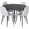 Venture Design Valgomojo stalas, Dipp, ⌀115 cm, Juodas / Valgomasis kėdė, Polar, 52x86 cm, Pilka