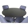Venture Design Valgomojo stalas, Dipp, 115 cm, Juodas / Valgomasis kėdė, Velvet Deluxe, 66x88.5x50 cm, Mėlyna