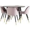 Venture Design Valgomojo stalas, Dipp, ⌀115 cm, Juodas, Valgomasis kėdė, Velvetas, 57x76.5x50 cm, Rožinė