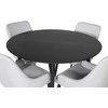 Venture Design Valgomojo stalas, Dipp, 115 cm, Juodas / Valgomasis kėdė, Plaza, 58x86x49 cm, Šviesiai pilka