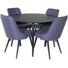 Venture Design Valgomojo stalas, Dipp, 115 cm, Juodas / Valgomasis kėdė, Velvet Deluxe, 66x88.5x50 cm, Mėlyna