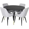 Venture Design Valgomojo stalas, Dipp, 115 cm, Juodas / Valgomasis kėdė, Plaza, 58x86x49 cm, Šviesiai pilka