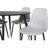 Venture Design Valgomojo stalas, Dipp, ⌀115 cm, Juodas / Valgomasis kėdė, Polar, 52x86 cm, Pilka