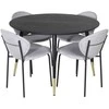 Venture Design Valgomojo stalas, Dipp, ⌀115 cm, Juodas / Valgomasis kėdė, Vault, 61.5x80x46 cm, Pilka