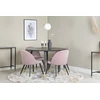 Venture Design Valgomojo stalas, Dipp, ⌀115 cm, Juodas, Valgomasis kėdė, Velvetas, 57x76.5x50 cm, Rožinė
