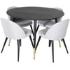 Venture Design Valgomojo stalas, Dipp, ⌀115 cm, Juodas / Valgomasis kėdė, Velvetas, 57x76.5x50 cm, Šviesiai pilka