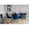 Venture Design Valgomojo stalas, Dipp, ⌀115 cm, Juodas, Velvečio prabanga kėdė, 66x88.5x50 cm, Mėlyna