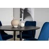 Venture Design Valgomojo stalas, Dipp, ⌀115 cm, Juodas, Velvečio prabanga kėdė, 66x88.5x50 cm, Mėlyna
