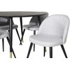 Venture Design Valgomojo stalas, Dipp, ⌀115 cm, Juodas / Valgomasis kėdė, Velvetas, 57x76.5x50 cm, Šviesiai pilka