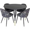 Venture Design Valgomojo stalas, Dipp, 115cm, Juodas / Valgomasis kėdė, Velvečiai, 55x78x50.5 cm, Juoda