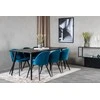 Venture Design Valgomojo stalas, Dipp, 180x90 cm, Juodas / Valgomasis kėdė, Velvetas, 57x76.5x50 cm, Mėlyna