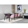 Venture Design Valgomojo stalas, Dipp, 180x90 cm, Juodas / Valgomasis kėdė, Velvetas, 57x76.5x50 cm, Rožinė