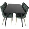 Venture Design Valgomojo stalas, Dipp, 180x90 cm, Juodas / Valgomasis kėdė, Velvet Deluxe, Žalia