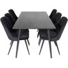 Venture Design Valgomojo stalas, Dipp, 180x90 cm, Juodas / Valgomasis kėdė, Velvet Deluxe, Juoda