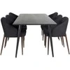 Venture Design Valgomojo stalas, Dipp, 180x90 cm, Juodas + Valgomasis kėdė, Arch, Riešutų spalvos kojos, Juoda