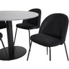 Venture Design Valgomojo stalas, Estelle apvalus, ø106 A75 cm, Juodas / Valgomasis kėdė, Raukšlės, 50x79.5x49 cm, Juoda