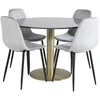 Venture Design Valgomojo stalas, Estelle, ø106x75 cm, Juodas, Valgomasis kėdė, Polar, 52x86x44 cm, Pilka