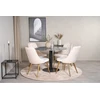 Venture Design Valgomojo stalas, Estelle, ø106xA75 cm, Juodas / Valgomasis kėdė, Velvet Deluxe, 66x88.5x50 cm, Bėžinės spalva