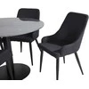 Venture Design Valgomojo stalas, Estelle, ø106 A75 cm, Juodas / Valgomasis kėdė, Plaza, 58x86x49 cm, Juoda