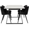 Venture Design Valgomojo stalas, Estelle, 74,5x140x90 cm, Balta, Valgomasis kėdė, Veltinė, 57x76,5x50 cm, Juoda