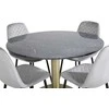 Venture Design Valgomojo stalas, Estelle, ø106x75 cm, Juodas, Valgomasis kėdė, Polar, 52x86x44 cm, Pilka