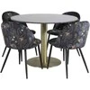 Venture Design Valgomojo stalas, Estelle, ø106x75 cm, Juodas / Valgomasis kėdė, Velvetas, 55x78x50.5 cm, Juoda