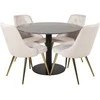 Venture Design Valgomojo stalas, Estelle, ø106xA75 cm, Juodas / Valgomasis kėdė, Velvet Deluxe, 66x88.5x50 cm, Beždžionės spalva