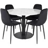 Venture Design Valgomojo stalas, Estelle, ø106 A75 cm, Balta / Valgomasis kėdė, Polar, 52x86x44 cm, Juoda