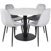 Venture Design Valgomojo stalas, Estelle, ø106x75 cm, Balta, Valgomasis kėdė, Polar, 52x86x44 cm, Pilka