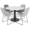 Venture Design Valgomojo stalas, Estelle, ø106x75 cm, Balta / Valgomasis kėdė, Muce, 63x84x43 cm, Pilka