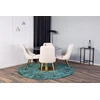 Venture Design Valgomojo stalas, Estelle, ⌀106 cm, Pilka marmuras / Valgomasis kėdė, Velvet Deluxe, 66x88.5x50 cm, Bėžinės spalva