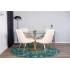 Venture Design Valgomojo stalas, Estelle, ⌀106 cm, Pilka marmuras / Valgomasis kėdė, Velvet Deluxe, 66x88.5x50 cm, Bėžinės spalva