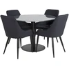 Venture Design Valgomojo stalas, Estelle, ø106 A75 cm, Juodas / Valgomasis kėdė, Plaza, 58x86x49 cm, Juoda