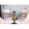 Venture Design Valgomojo stalas, Estelle, ⌀106 cm, Pilka marmuras / Valgomasis kėdė, Velvet Deluxe, 66x88.5x50 cm, Beždžionės spalva